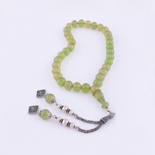 Nusnus Sıkma Kehribar Tesbih 925 Ayar Gümüş Püsküllü