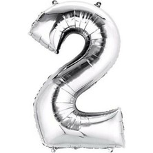 Bal10 Dünyası Folyo Balon 40 Inç 100 cm 2 Rakamı Gümüş