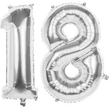 Bal10 Dünyası 18.yaş Folyo Balon Seti Gümüş 100 cm