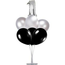 Bal10 Dünyası 7'li Balon  Standı + 7 Adet Metalik Balon    1 Yaş Folyo Balon