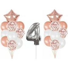 Bal10 Dünyası Konfetili Şeffaf Balon Seti Doğum Günü Parti Set 4 Yaş