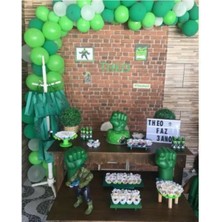 Bal10 Dünyası 100 Adet 12 Inç Koyu Yeşil Açık Yeşil ve Beyaz Metalik Balon + 5 mt Balon Zinciri Doğum Günü