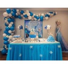 Bal10 Dünyası 100 Adet 12 Inç Metalik Balon Mavi Gümüş Beyaz + 5 mt Balon Zinciri