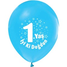 Bal10 Dünyası 1 Yaş Iyi Ki Doğdun Baskılı Mavi Balon  10'lu Paket