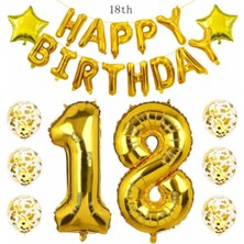 Bal10 Dünyası 18 Yaş Partisi Balon Set Gold