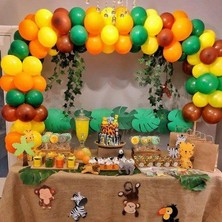 Bal10 Dünyası 100 Adet Metalik Balon ve 5 Metre Balon Zinciri Seti Safari Orman Temalı Uçan Balon Parti Seti