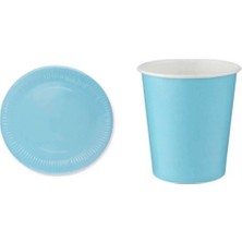 Bal10 Dünyası Mavi Doğum Günü Tabak Bardak Seti 8 Kişilik