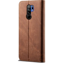 Eabhulie Xiaomi Redmi 9 Için Retro Deri Flip Cüzdan Standlı Kılıf (Yurt Dışından)