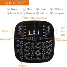 My Black 2.4GHZ I18 Mini Kablosuz Touch Pad Işıklı Klavye