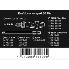 Wera K. Kompakt 60 RA Cırcır Tutuculu Bits Set 05051040001