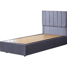Cesur Tek Kişilik Baza Başlık Letto Yatak Seti Gri