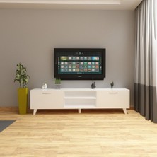 Dekormer Design Tv Ünitesi Dolaplı Beyaz 180 cm