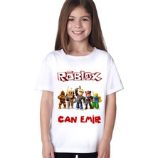 Hediye Center  Kişiye Özel Isimli Roblox Baskılı Beyaz Unisex Çocuk T-Shirt M01
