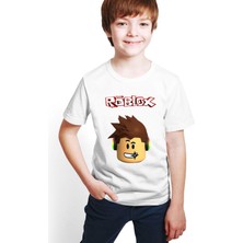 Hediye Center  Kişiye Özel Isimli Roblox Baskılı Beyaz Unisex Çocuk T-Shirt M03