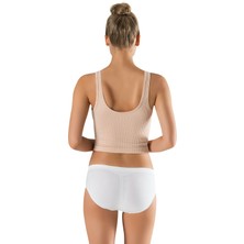 Modanty Brazilian Külot Toparlayıcı Kadın Beyaz Seamless Dikişsiz Örme Push Up Slip