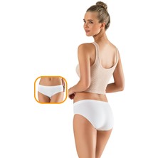 Modanty Brazilian Külot Toparlayıcı Kadın Beyaz Seamless Dikişsiz Örme Push Up Slip