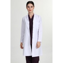 Başak Önlük Kadın Uzun Gömlek Yaka Doktor Hemşire Öğretmen Önlüğü Beyaz MRV-1401