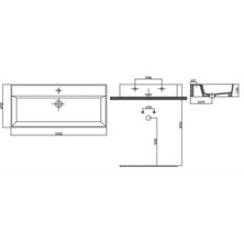 Alvit Archıtect Tezgah Üstü Lavabo Beyaz 45X100 cm