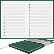 Müzik Nota Defteri (Anahtarlı Kesik Çizgili) 1. Sınıf Gerçek Cilt Bezi %100 El Yapımı, El Dikişi