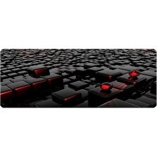GamingPadci 70 x 30 cm Redblack Dikişli Kaydırmaz Taban Oyuncu Mouse Pad