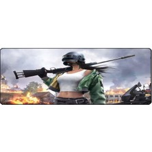 SGE TEKNOLOJİ 70 x 30 cm Pubg Girl Dikişli Kaydırmaz Taban Oyuncu Mouse Pad