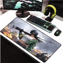 SGE TEKNOLOJİ 70 x 30 cm Pubg Girl Dikişli Kaydırmaz Taban Oyuncu Mouse Pad