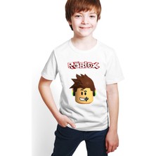 Hediye Center  Kişiye Özel Isimli Roblox Baskılı Beyaz Unisex Çocuk T-Shirt M03