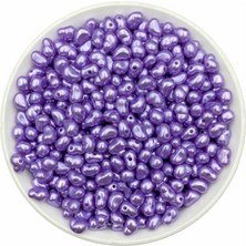 Livza Bijuteri 50 Gr. Mor Renk Plastik Inci Boncuk (Yamuk Inci)