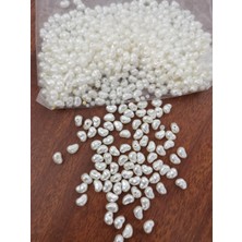 Livza Bijuteri 50 Gr. Krem Renk Plastik Inci Boncuk (Yamuk Inci)