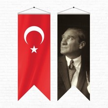 Özgüvenal Atatürk Posteri ve Türk Bayrağı Kırlangıç 50 x 150 cm 6