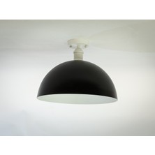 Riolight  Retro Siyah Içi Beyaz Tekli Metal Plofonyer Avize Çap 30 cm