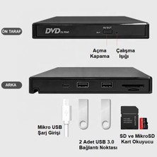 Triline Harici Dvd-Rw USB 3.0 + Sd Tf Kart Okuyucu + 3.0 USB Hub