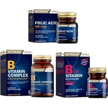 Nutraxin Folic Acid 400 Mcg + B Vitamin Complex 60 T.+ B12 60 Dilaltı Tablet