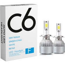 C6 Led Zenon H7 36 W 7600LM 6500K Far Ampul Işık Gri