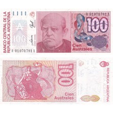 Benim Koleksiyonum Arjantin, 100 Australes (1989) Replacement P#327CZ Çil Eski Yabancı Kağıt Para