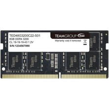 Team Elite 8 GB 3200MHZ Ddr4 Notebook Ram TED48G3200C22