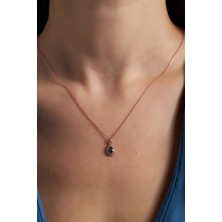 Ninova Silver Ninova Damla Model Mistik Topaz Taşlı Rose Kaplama Gümüş Kolye