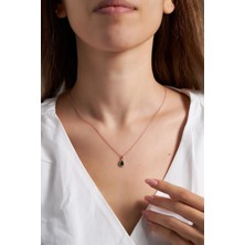 Ninova Silver Ninova Damla Model Zümrüt ve Zirkon Taşlı Rose Kaplama Gümüş Kolye