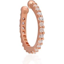 Ninova Silver Ninova Sıralı Zirkon Taşlı Rose Kaplama Gümüş Kıkırdak Küpe