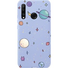 Moodcase Huawei P30 Lite Gezegenler Desenli Premium Silikonlu Pembe Telefon Kılıfı