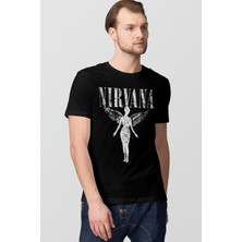 Rock&Roll Melek Nirvana Siyah Kısa Kollu Erkek T-Shirt