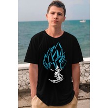 Rock&Roll Mavi Saçlı Kahraman Siyah Kısa Kollu Erkek T-Shirt