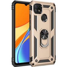 Smcase Oppo A15S Kılıf Vega Tank Standlı Yüzüklü Mıknatıslı Gold