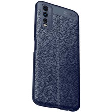 Smcase Vivo Y20 Kılıf Niss Silikon Deri Görünümlü Lacivert