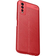 Dlrcase Vivo Y20S Kılıf Niss Silikon Deri Görünümlü Koruma Kırmızı