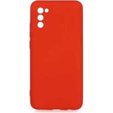 Smcase Samsung Galaxy A02S Kılıf Mara Mat Soft Kamera Korumalı Lansman Kırmızı
