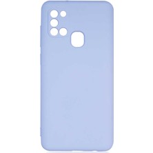 Smcase Samsung Galaxy A21S Kılıf Mara Mat Soft Kamera Korumalı Lansman Mor