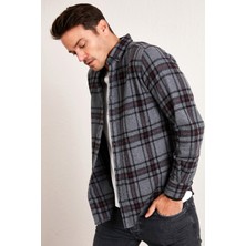 Buratti Ekoseli Uzun Kollu Slim Fit Kışlık Gömlek Erkek Gömlek CF21W112844