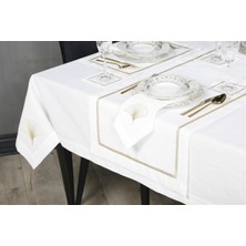 Caka Home  2 Li Peçete Zikzak Nakışlı Keten Efektli