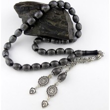 Tesbih Rüyası Gümüş Işlemeli Kızılcık Model Gürcistan Oltu Tesbih